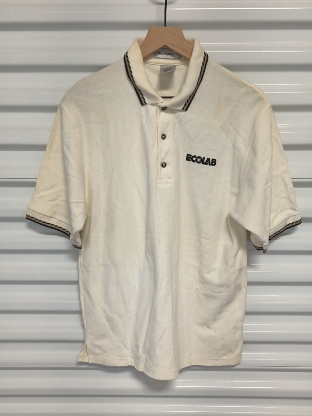 Vtg ECOLAB Embroidered Logo Polo Shirt L Made in USA